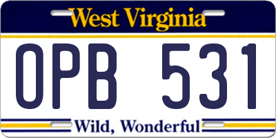 WV license plate OPB531