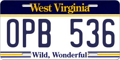 WV license plate OPB536