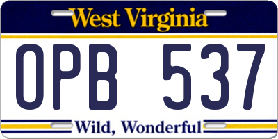 WV license plate OPB537