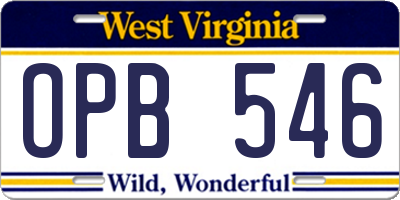 WV license plate OPB546