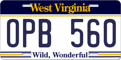WV license plate OPB560