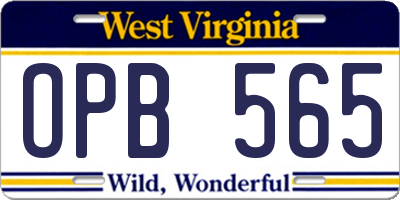 WV license plate OPB565