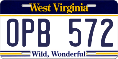WV license plate OPB572