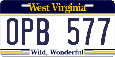 WV license plate OPB577