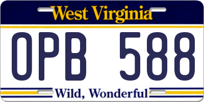 WV license plate OPB588
