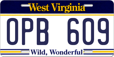 WV license plate OPB609