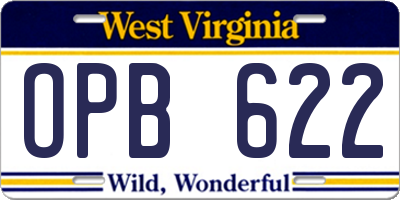WV license plate OPB622