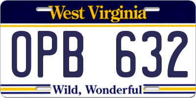 WV license plate OPB632