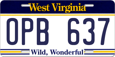 WV license plate OPB637