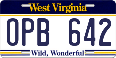 WV license plate OPB642