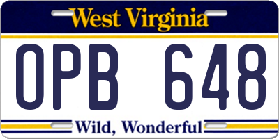 WV license plate OPB648