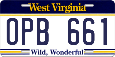WV license plate OPB661