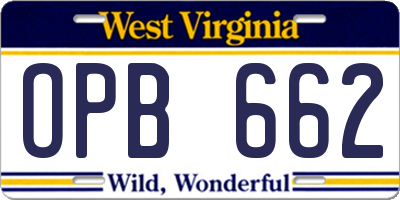 WV license plate OPB662