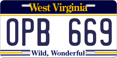 WV license plate OPB669