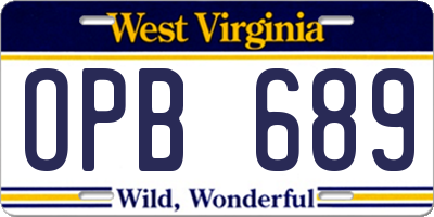 WV license plate OPB689