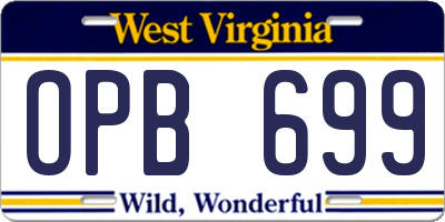 WV license plate OPB699