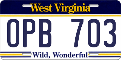 WV license plate OPB703