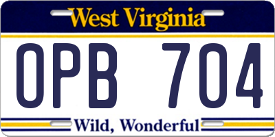 WV license plate OPB704