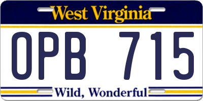 WV license plate OPB715