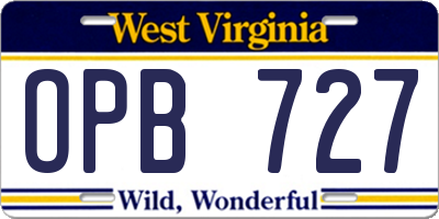 WV license plate OPB727