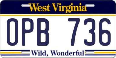 WV license plate OPB736