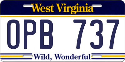 WV license plate OPB737