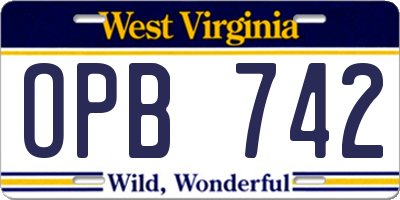 WV license plate OPB742