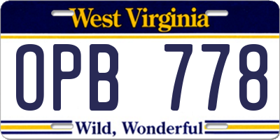 WV license plate OPB778