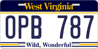 WV license plate OPB787