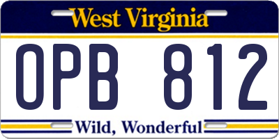 WV license plate OPB812