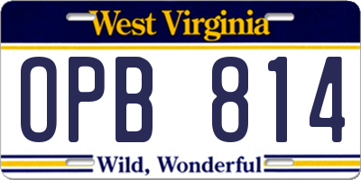 WV license plate OPB814