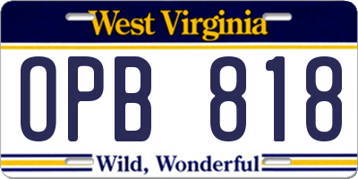 WV license plate OPB818