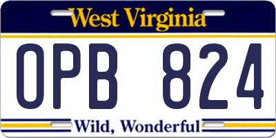 WV license plate OPB824