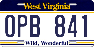 WV license plate OPB841