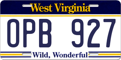 WV license plate OPB927