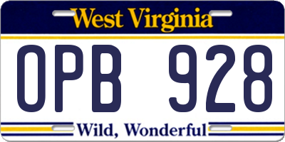 WV license plate OPB928
