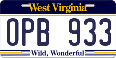 WV license plate OPB933