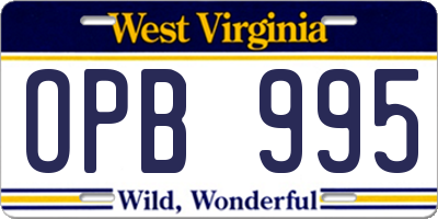 WV license plate OPB995