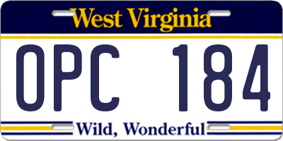 WV license plate OPC184