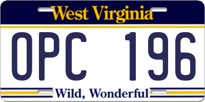 WV license plate OPC196