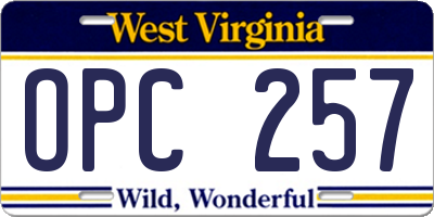WV license plate OPC257
