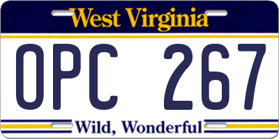 WV license plate OPC267