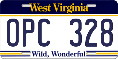 WV license plate OPC328