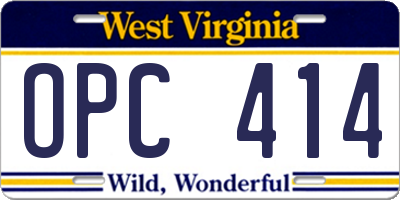 WV license plate OPC414