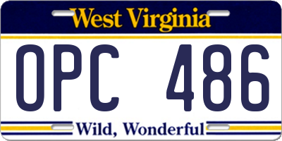 WV license plate OPC486
