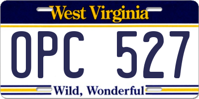 WV license plate OPC527