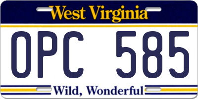 WV license plate OPC585