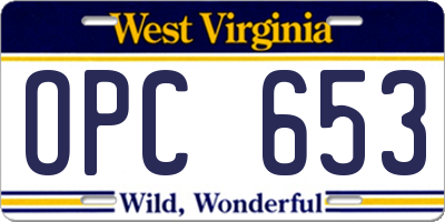 WV license plate OPC653