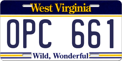 WV license plate OPC661