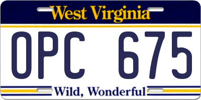 WV license plate OPC675